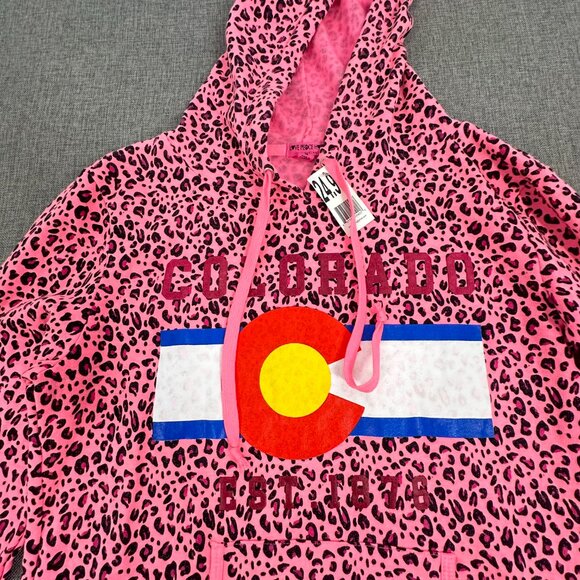 NEW! Love Peace Hope By Zenana Colorado Hooded Sweater Leopard Pink Medium - Picture 2 of 11